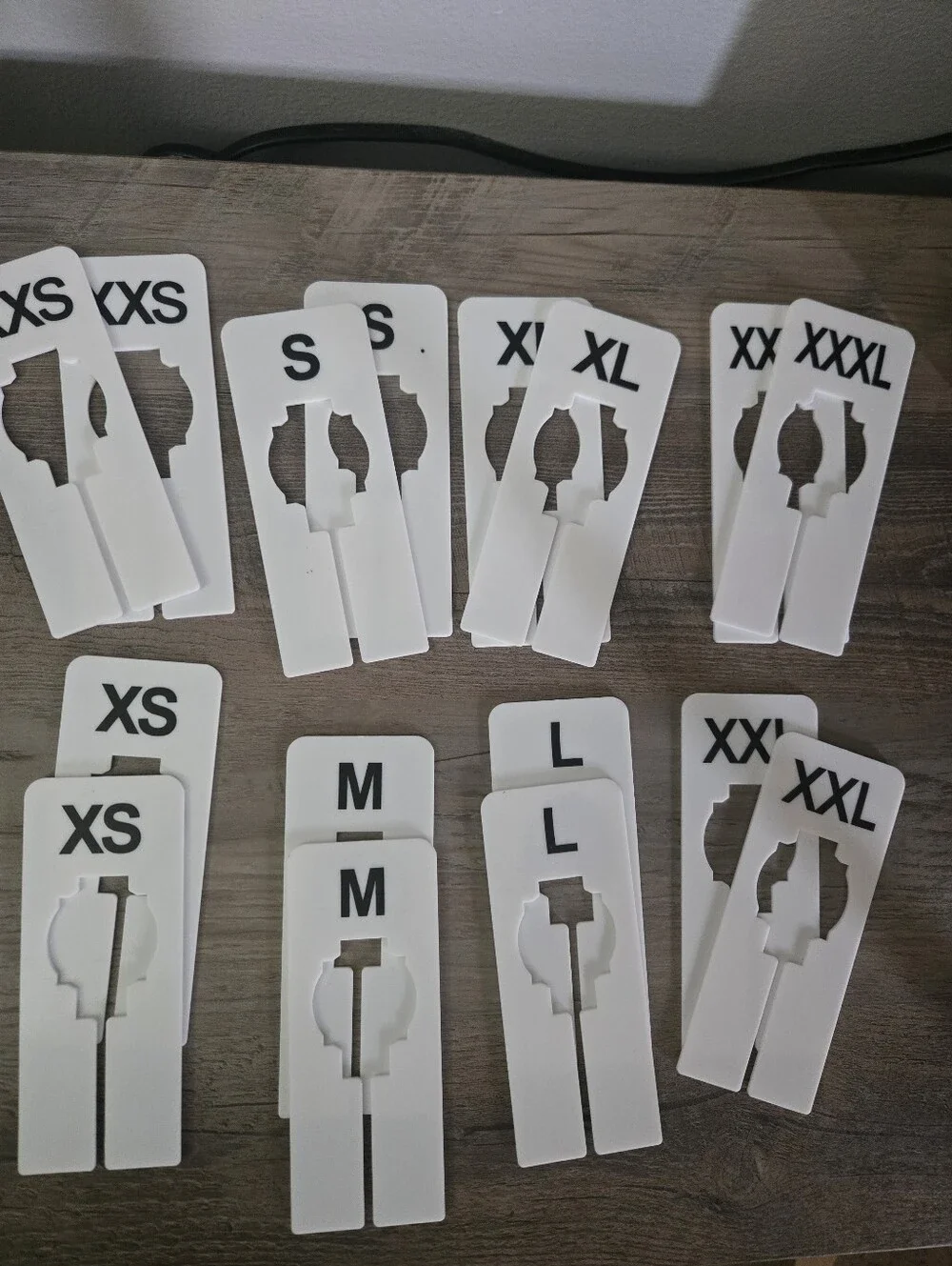 White Watch Band Sizers Sets - Size Labels XXS to XXXL - 2 Of Each Size